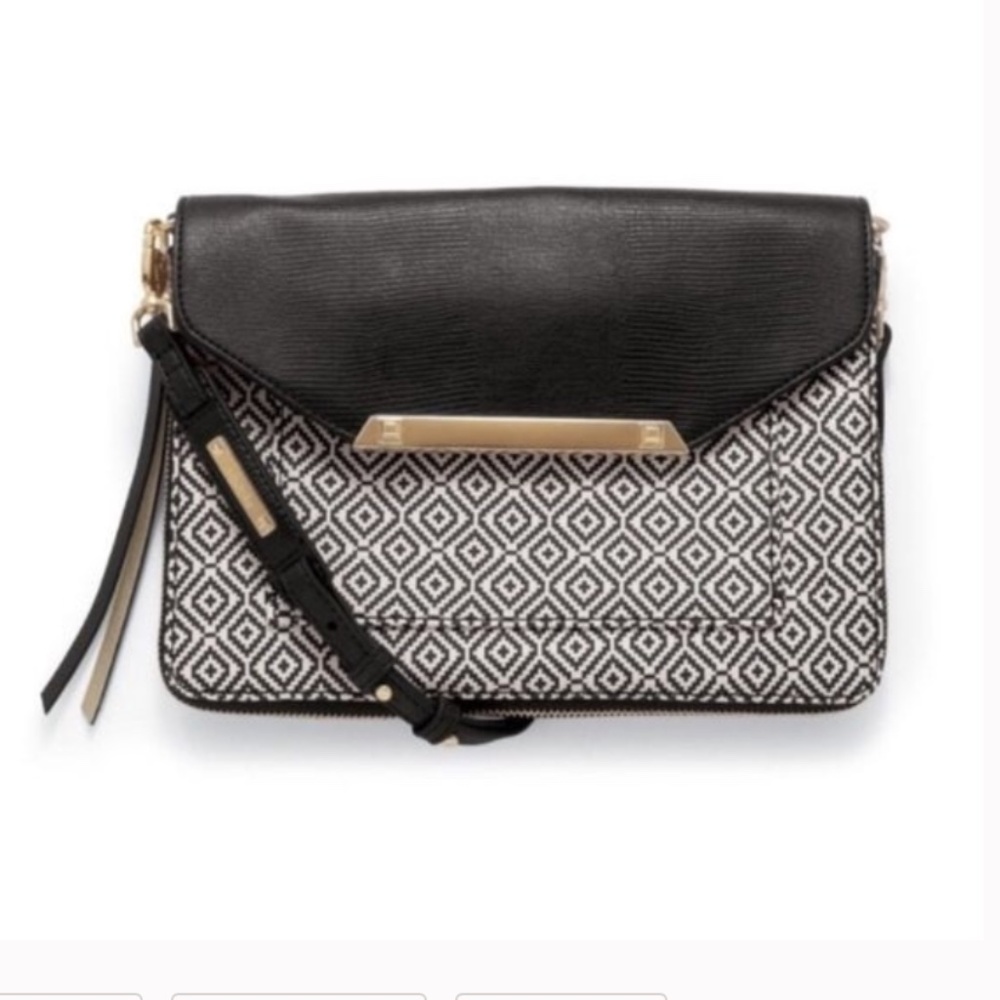 Stella & Dot Black Mosaic Print Tia Clutch Bag